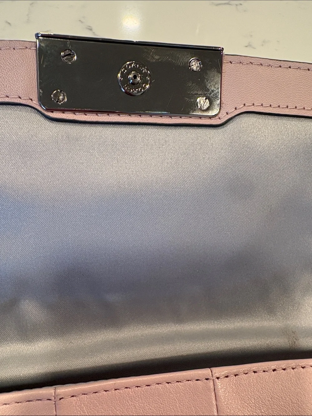 Coach Pale Pink Leather Wristlet Clutch with Silver Hardware